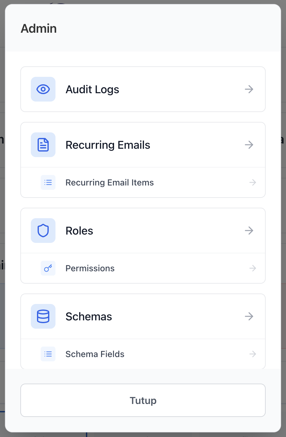 Advanced admin interface for team management and permissions
